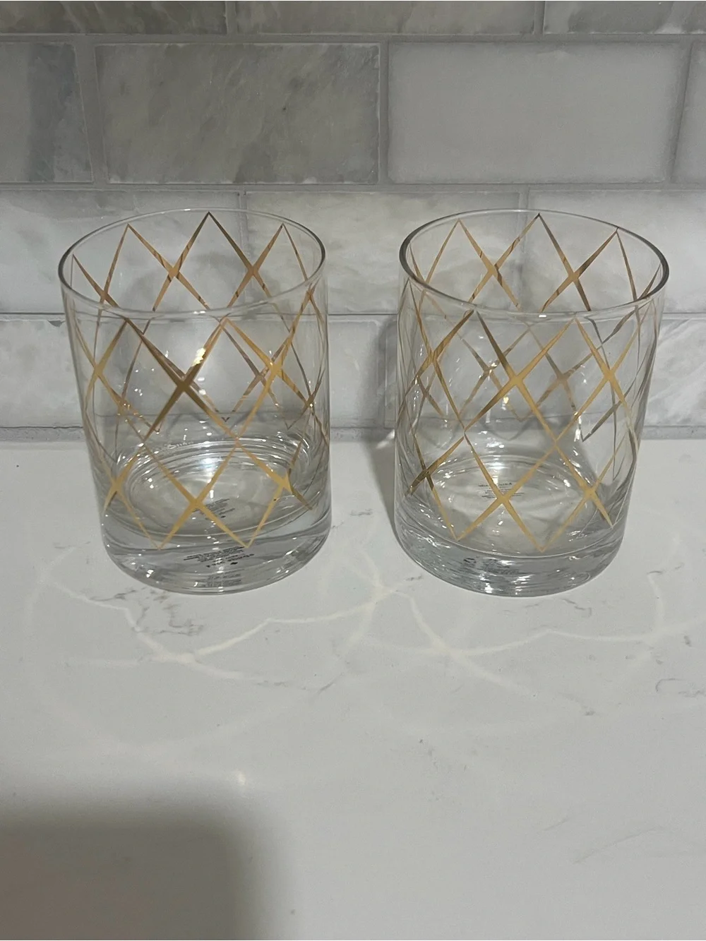 kate spade Clear Glass Tumblers with Gold Lattice - Set of 2